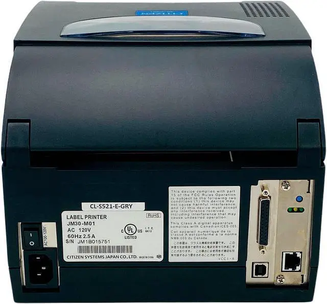 Alt view image 3 of 7 - Citizen CL-S521 Industrial Direct Thermal Label Printer USB Ethernet Serial