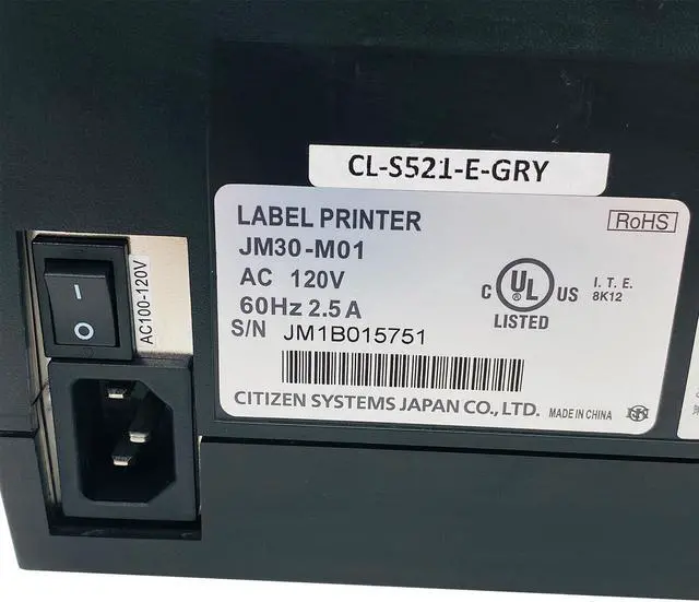 Alt view image 4 of 7 - Citizen CL-S521 Industrial Direct Thermal Label Printer USB Ethernet Serial