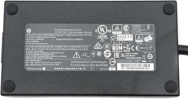 Alt view image 2 of 6 - HP AC DC Adapter for Pavilion Gaming 17-cd1006np 17-cd1085nf w/Cord  Genuine 200W