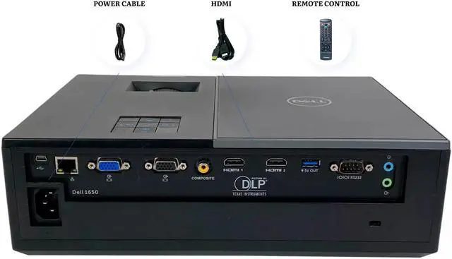 Alt view image 3 of 7 - Dell 1650 - DLP Projector Conference Room 4000 Lumens Full HD PC 3D Ready HDMI with Accessories Bundle