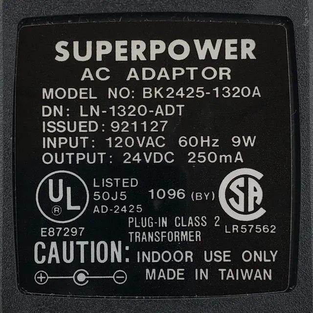 Alt view image 2 of 7 - NEW Superpower BK2425-1320A AC Adapter 24V 250mA Plug-in Class 2 Transformer