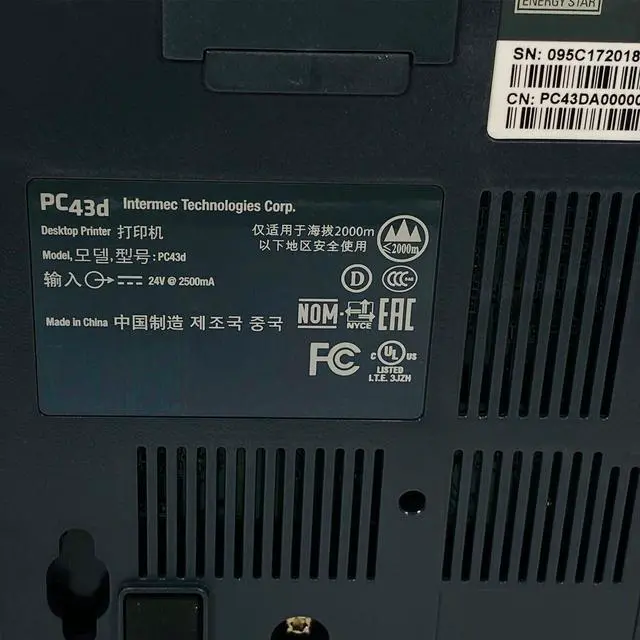 Alt view image 5 of 7 - Intermec PC43d Direct Thermal Barcode Label Receipt Printer USB