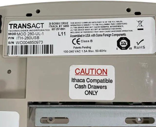 Alt view image 5 of 7 - TransAct Ithaca iTherm 280 Thermal POS Receipt Printer USB Cutter 203 DPI