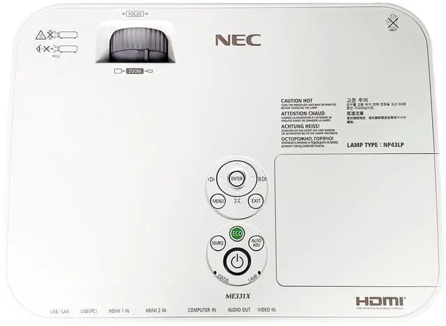 Alt view image 6 of 7 - NEC ME331X 3LCD Projector Portable 3300 ANSI 1080p NP43LP Eco w/Remote