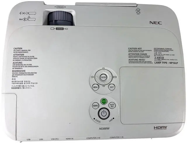 Alt view image 5 of 7 - NEC NP-M300W 3LCD Projector 3000 ANSI 1080p Included: HDMI, Remote, Power cable