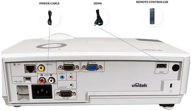 Alt view image 2 of 7 - ViviTek D859 DLP Projector Portable 3600 ANSI Movies Gaming 3D HD 1080i HDMI