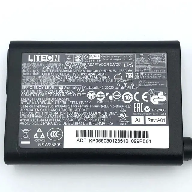 Alt view image 2 of 6 - Genuine Liteon 19V AC/DC Power Adapter Charger A18-045N2A Acer Laptop