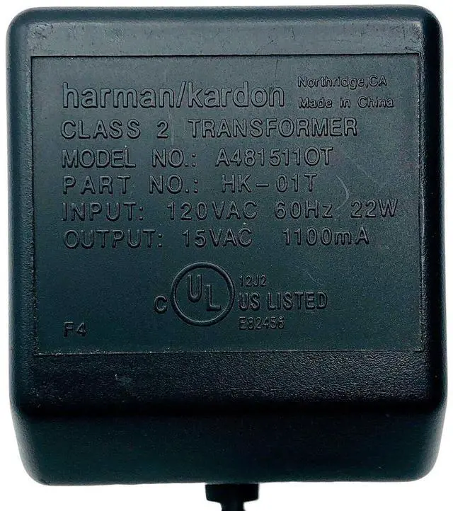 Alt view image 2 of 6 - Harman Kardon A481511OT 15V 15W Power Adapter w/P. Cord  Genuine