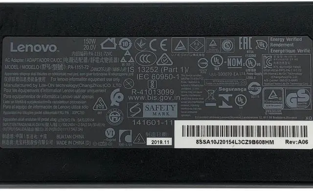 Alt view image 2 of 7 - Lenovo PA-1151-72 20VV 150WW Power Adapter   Genuine