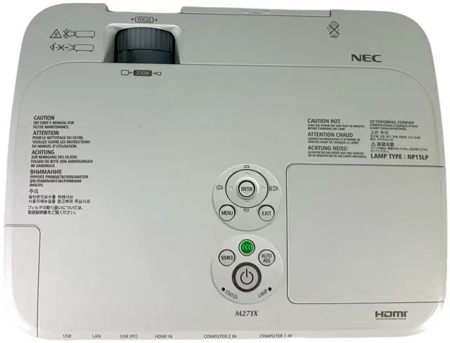 Alt view image 6 of 6 - NEC NP-V260 DLP Projector Portable 2600 ANSI PC 3D Ready HD HDMI w/Remote