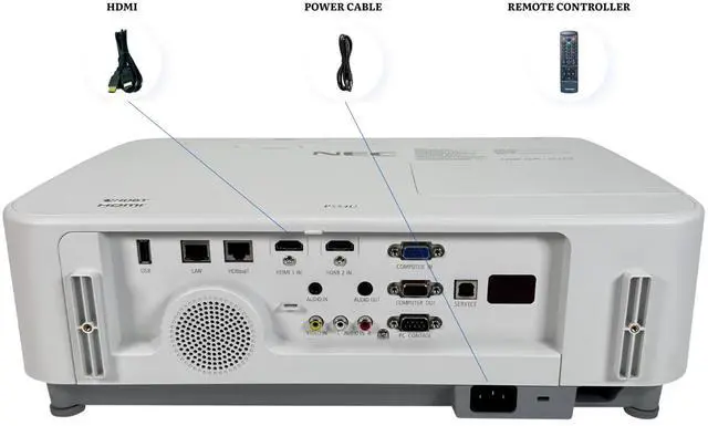 Alt view image 2 of 6 - NEC P554U 3LCD Projector WUXGA 5300 Lumens Professional Full HD HDMI w/Bundle