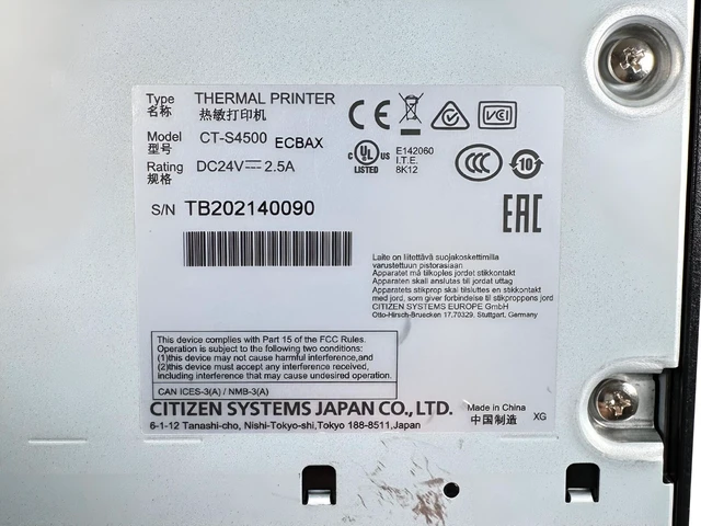 Alt view image 7 of 7 - Citizen CT-S4500 Hi-Speed POS Receipt Direct Thermal Printer USB LAN