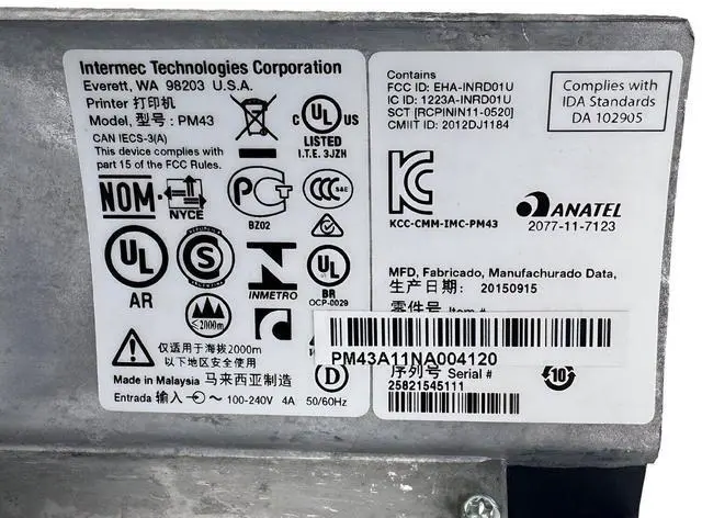 Alt view image 5 of 7 - Intermec PM43 Industrial Thermal Transfer Barcode Printer USB Ethernet