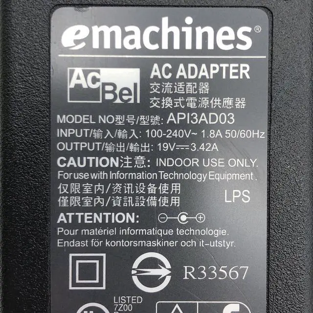 Alt view image 2 of 7 - Genuine Acbel eMachines API3AD03 Power Adapter 19V 3.42A 65W OEM Charger Buy It Now