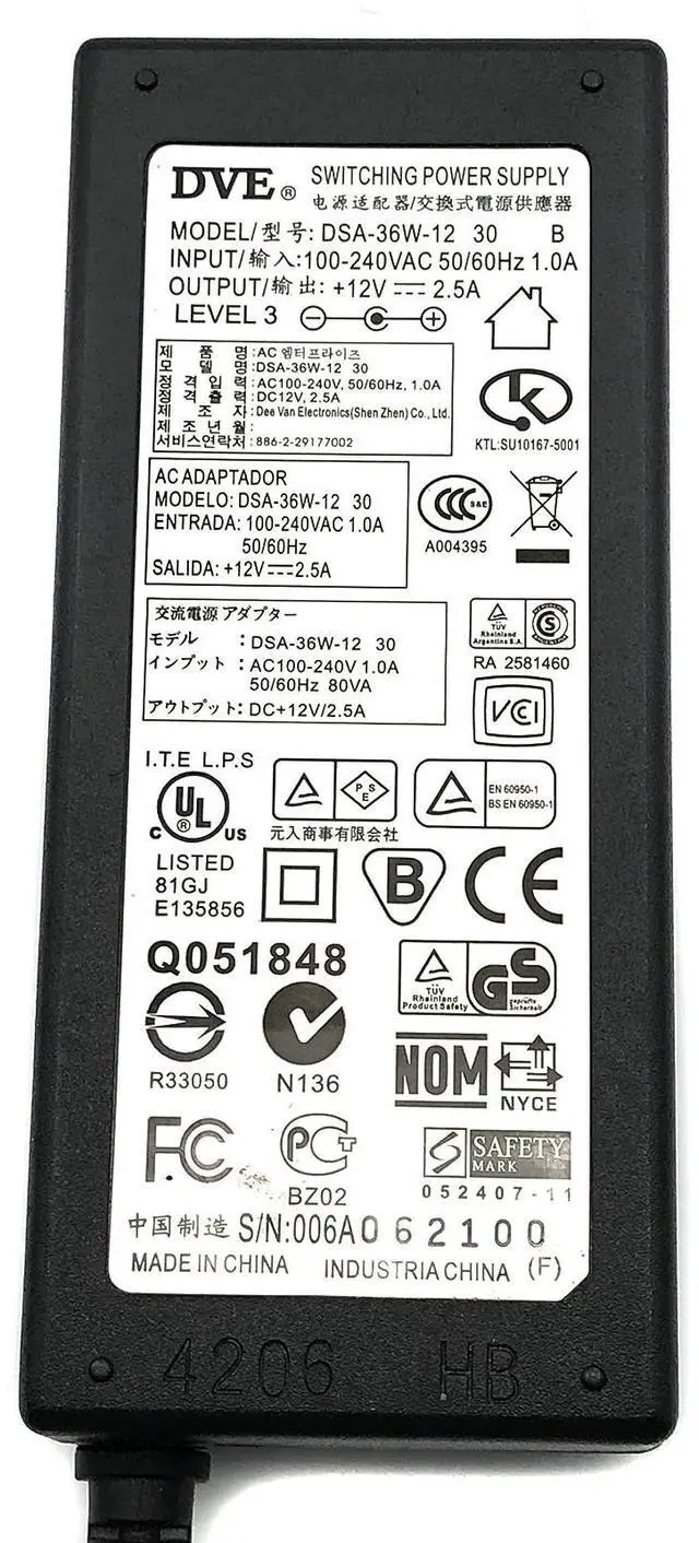 Alt view image 2 of 5 - Genuine DVE DSA-36W-12 30 B Switching Power Supply Adapter 12V 2.5A 30W OEM Buy It Now