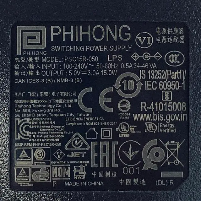 Alt view image 2 of 6 - Original Phihong AC Power Adapter PSC15R-050 5V 3A 5.5X2.1mm Polarity Negativ(-) Buy It Now