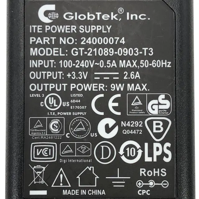 Alt view image 2 of 7 - Original GlobTek 9W GT-21089-0903-T3 AC Power Adapter 24000074 3.3V