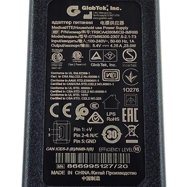 Alt view image 2 of 7 - Original Globtek AC Power Adapter TGM96300-2307.5-2.1-T3 23W TR9CA4260MICB-IMR6B