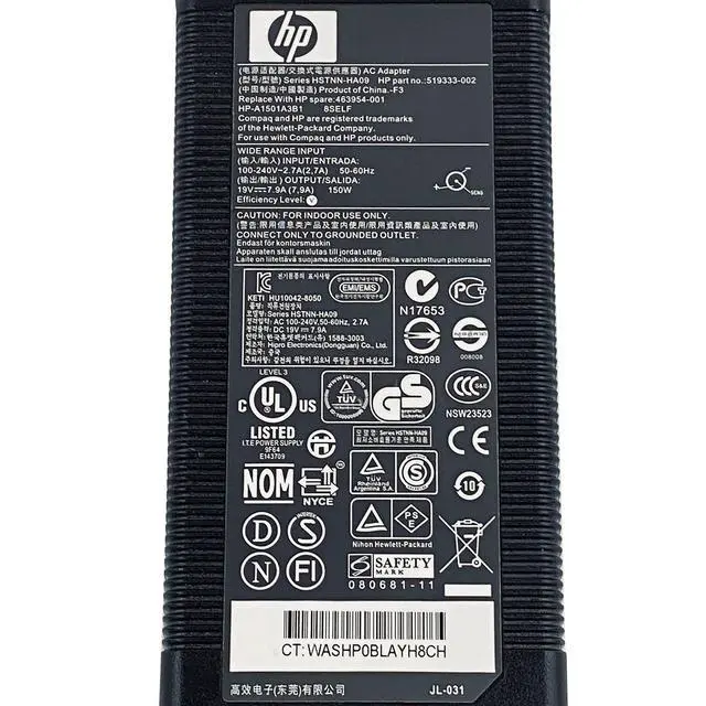 Alt view image 2 of 7 - Genuine HP 150W AC Adapter HSTNN-HA09 P/N 608429-002 A150A00AL-HW01 609943-001