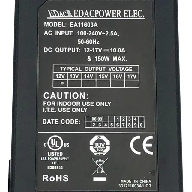 Alt view image 2 of 7 - Original EDac 170W AC Adapter EA11603A 12V-17V Power Supply 4-Pin