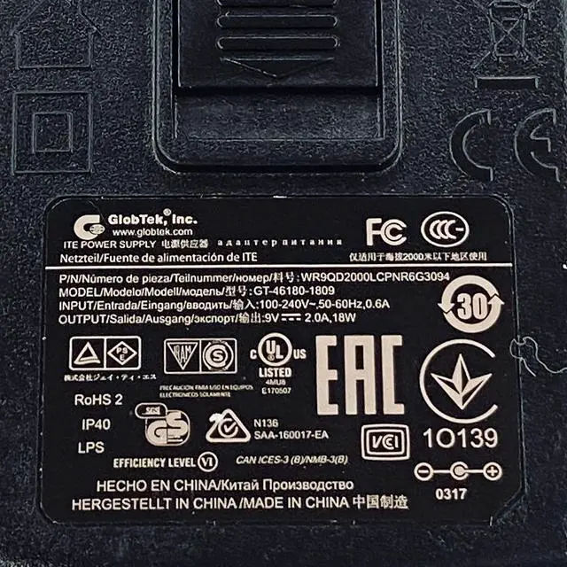 Alt view image 2 of 6 - Genuine Globtek 18W AC Adapter GT-46180-1809 Power Supply 9V 2A