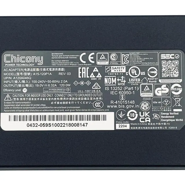 Alt view image 2 of 7 - Genuine Chicony A15-120P1A AC Adapter Power Supply 19V 6.32A 5.5mm