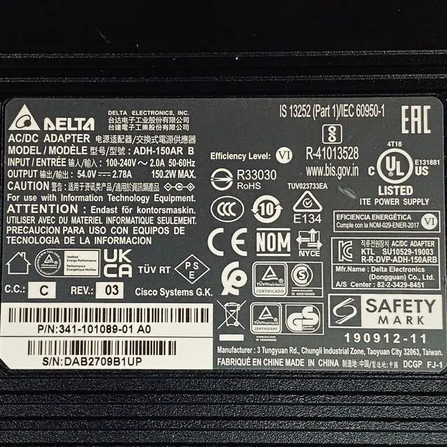 Alt view image 2 of 7 - Original Delta 54V AC Adapter ADH-150AR Power Supply 341-101089-01 A0