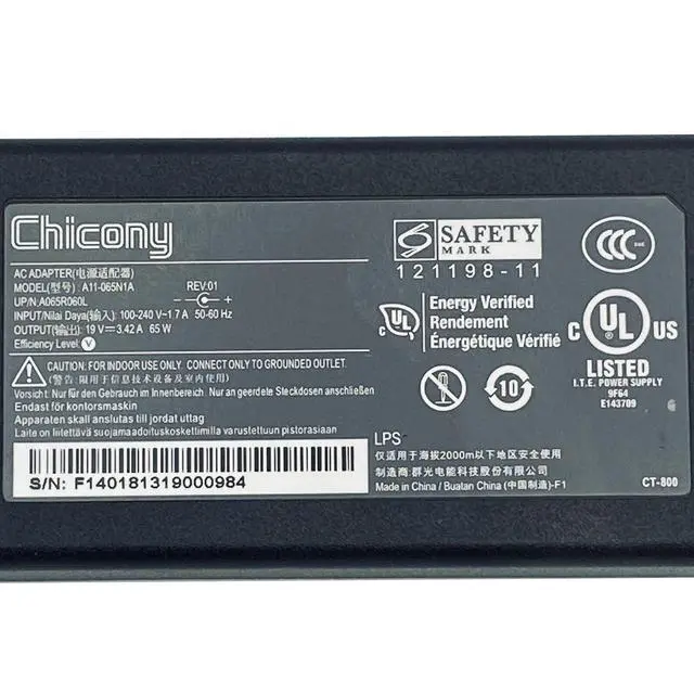 Alt view image 2 of 7 - Genuine Chicony 65W AC Adapter 19V 3.45A with Proprietary Dock/Monitor Connector