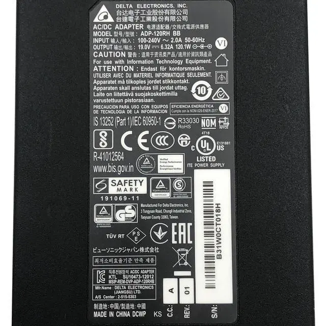 Alt view image 2 of 7 - NEW Genuine Delta ADP-120RH BB AC Power Adapter 19V 6.32A 120W 5.5x1.7mm