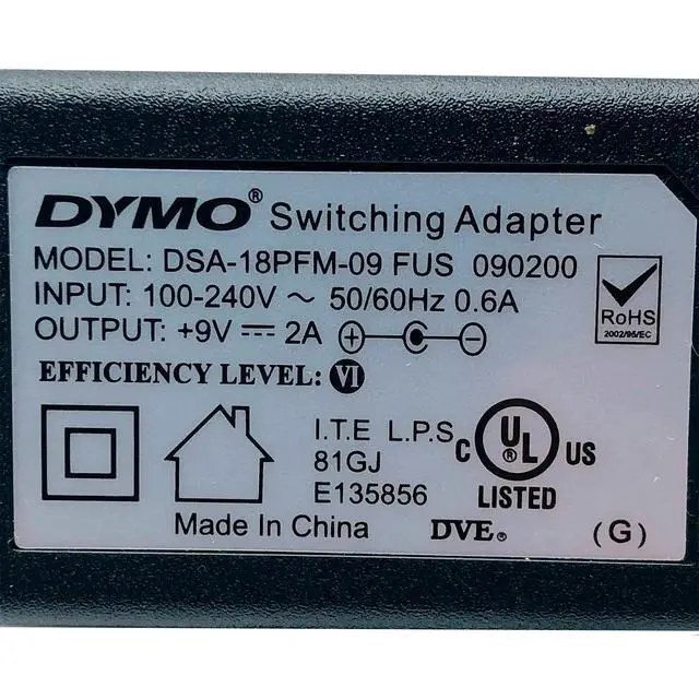 Alt view image 2 of 6 - Original Dymo DSA-18PFM-09 Switching Power Adapter 9V 2A Charger For Rhino 4200