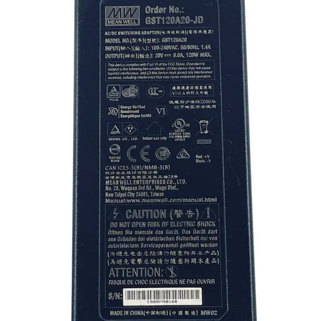 Alt view image 2 of 7 - Genuine 120W Mean Well GST120A20-JD AC Adapter 20V 6A Power Supply OEM