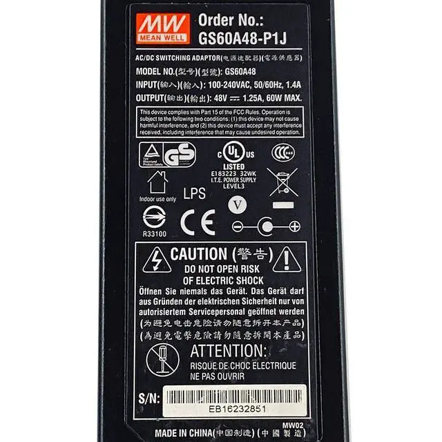 Alt view image 2 of 7 - Genuine 60W Mean Well GS60A48-P1J AC Adapter 48V 1.25A 5.5x2.0 mm Power Supply