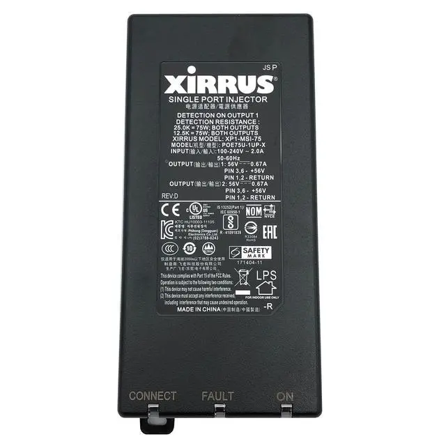 Alt view image 2 of 7 - Authentic Xirrus AC Adapter For Xirrus XD4-240 XE5-8 XR-630 XR-620 PoE Injector