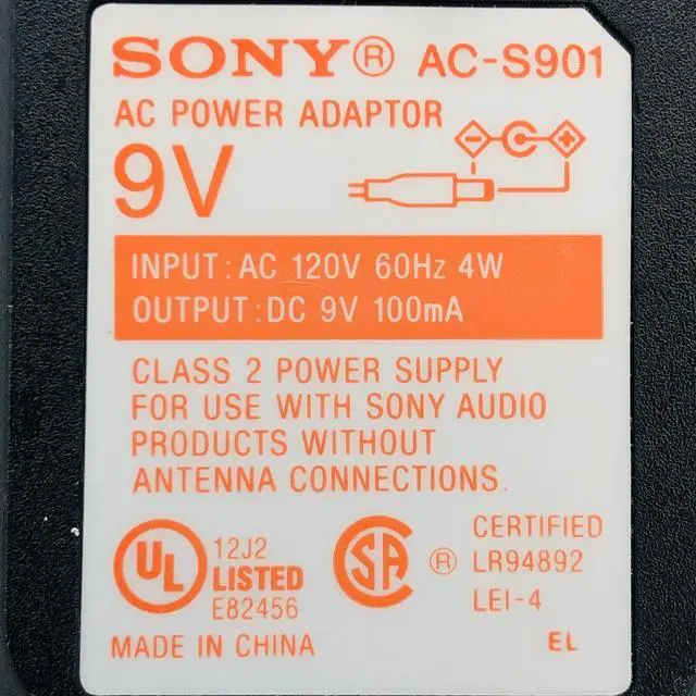 Alt view image 2 of 6 - Genuine Sony 4W AC Power Adapter AC-S901 Charger 9V 0.1A