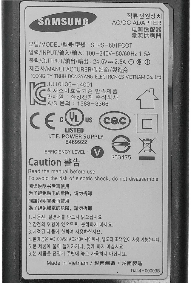 Alt view image 2 of 7 - Original Samsung SLPS-601FCOT AC Adapter 24.6V 2.5A 62W ITE Power Supply OEM
