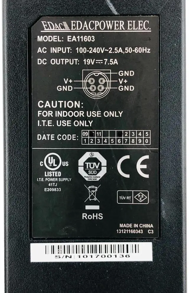 Alt view image 2 of 7 - Original Edac 19V AC Adapter Charger for Protek Power PMP135-13-1-HI 4-Pin