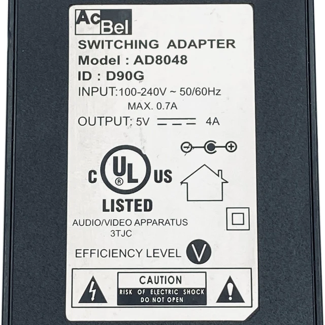 Alt view image 2 of 7 - AcBel 20W AD8048 AC/DC Switching Power Supply Adapter 5V 4A 5.5x2.5mm