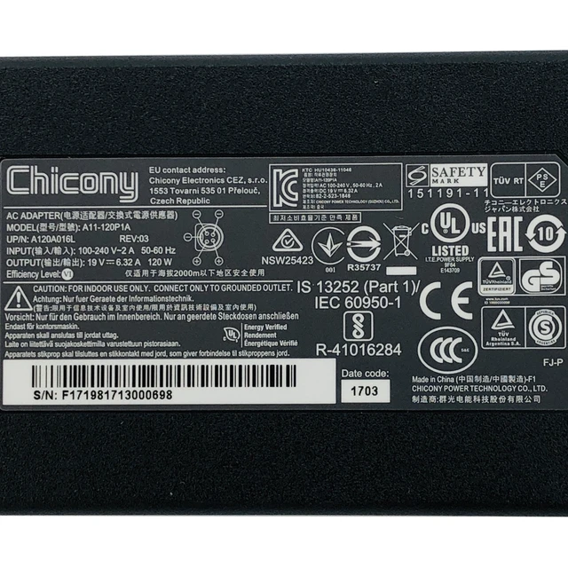 Alt view image 2 of 7 - Chicony A11-120P1A AC Adapter A120A016L 19V 6.32A OEM