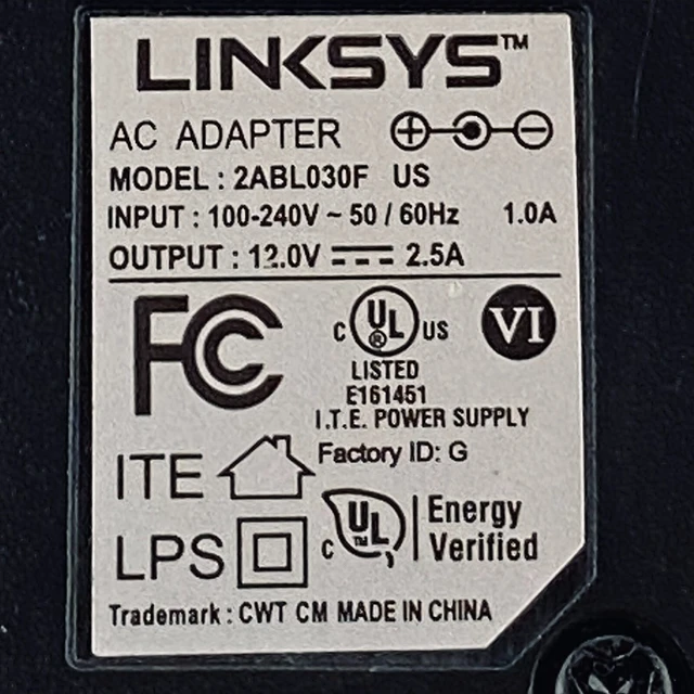 Alt view image 2 of 6 - Linksys 30W AC Adapter Charger 2ABL030F US Power Supply 12V 2.5A