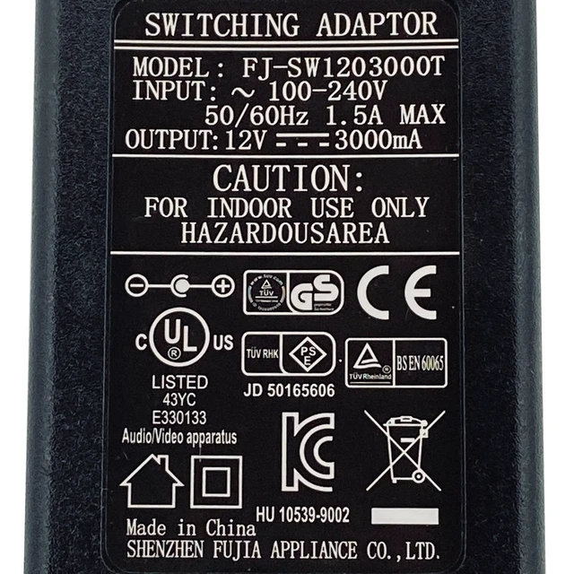 Alt view image 2 of 7 - Shenzhen 36W FJ-SW1203000T 12V 3A AC Switching Power Adapter 5.5x2.1mm