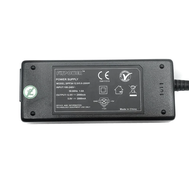 Alt view image 2 of 7 - Original Flypower SPP34-12.0/5.0-2000R AC Power Supply Adapter 5V,12V 2A 6-Pin