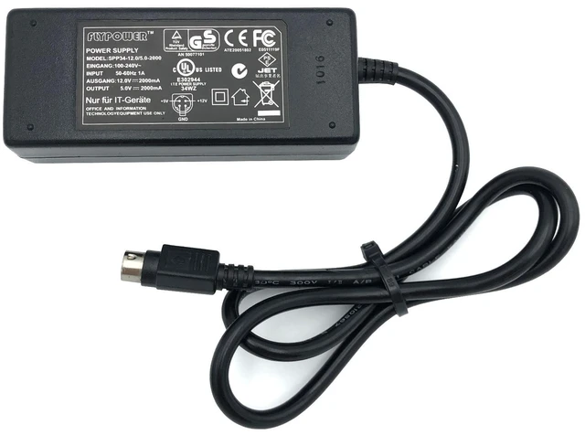 Alt view image 6 of 7 - Original Flypower SPP34-12.0/5.0-2000 AC Power Supply Adapter 5V 2A w/Cord 4-Pin