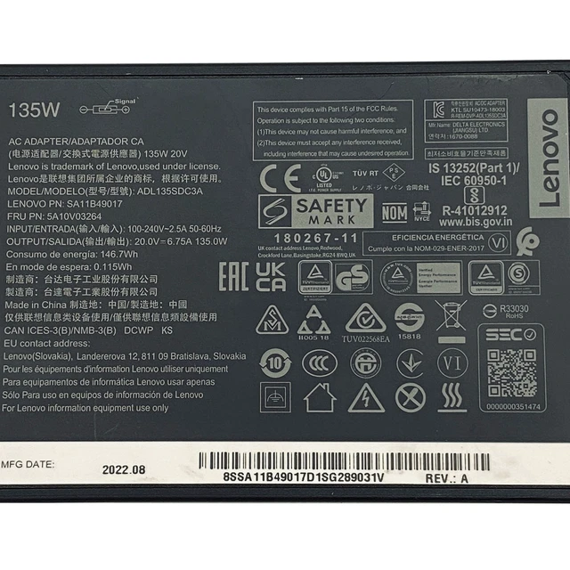 Alt view image 2 of 7 - NEW Genuine Lenovo 135W AC Adapter for Touch Laptop G510 G500S Y50-70 Y50P-70