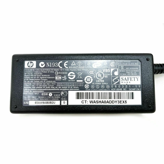 Alt view image 2 of 7 - Genuine HP 65W Adapter Charger for Pavilion DV3 DV4 DV5 DV6 DV7 Notebook