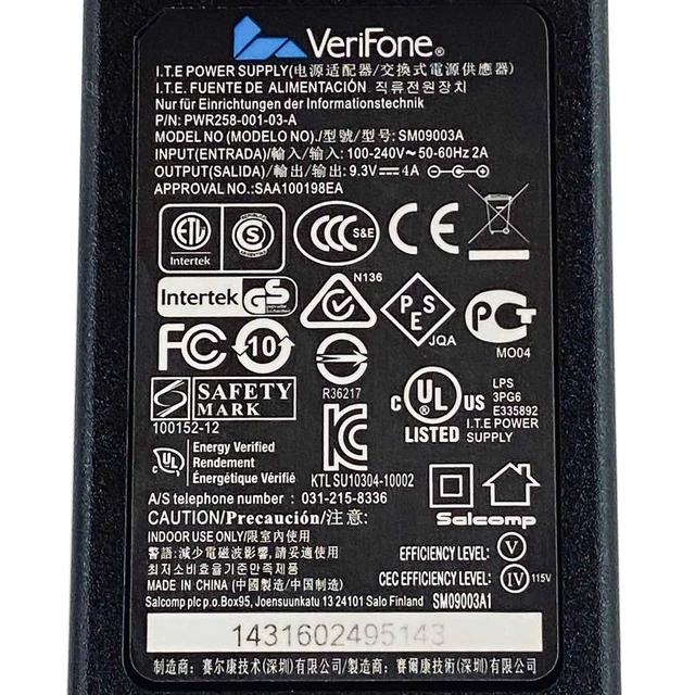 Alt view image 2 of 7 - Genuine Verifone SM09003A AC Power Adapter 9.3V 4A 37W Power Supply OEM