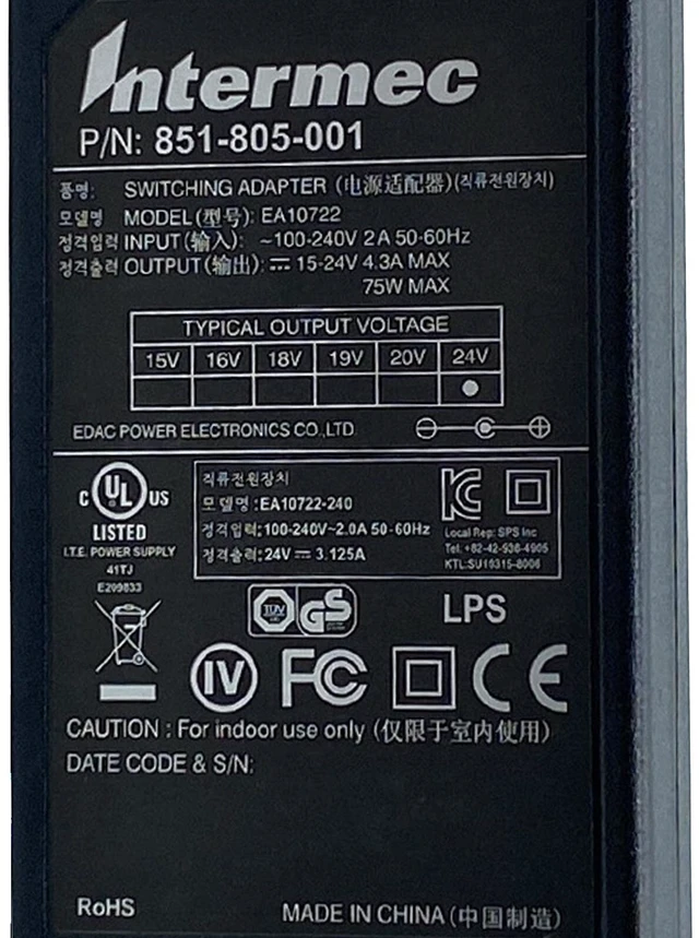 Alt view image 2 of 7 - Original Intermec AC Power Adapter for PC4 EasyCoder C4 PC4B Desktop Printer OEM