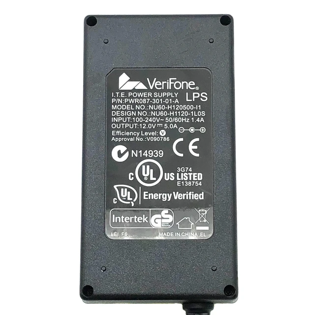 Alt view image 2 of 7 - Genuine Verifone NU60-H120500-I1 AC Power Adapter 12V 5A 60W Power Supply OEM