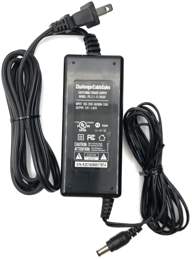 Main image of Original Challenger Cable PS-2.1-12-267DT AC Power Adapter 12V 2.67A 32W OEM