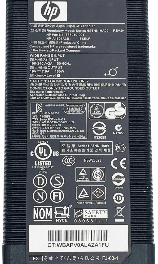 Alt view image 2 of 7 - Genuine150W HP AC Adapter HSTNN-HA09 19V 7.9A Power Supply 585010-001 7.4x5.0