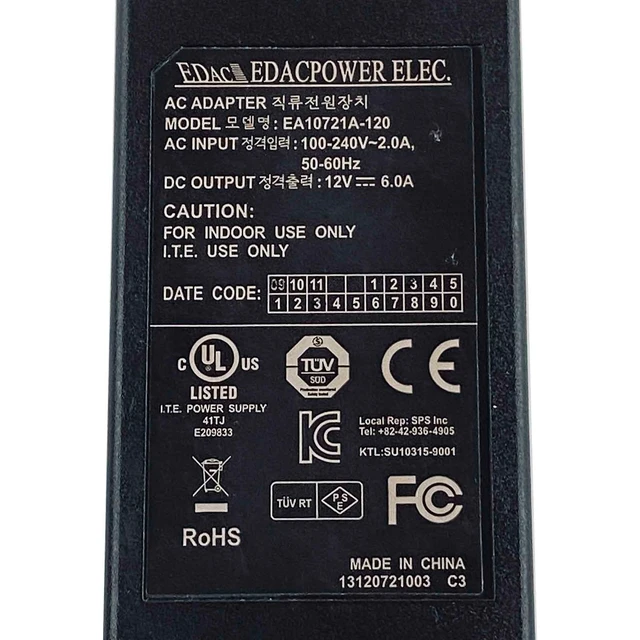 Alt view image 2 of 7 - Genuine Edac 72W AC Adapter EA10721A-120 Power Supply